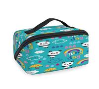 Bolsas de maquillaje de viaje con diseño de oso arcoíris para mujeres, hombres, niñas, niños, pandas, bolsa de lavado, bolsa de aseo portátil, organizador de artículos de tocador