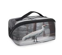 Bolsas de maquillaje de viaje con grullas de animales del bosque de invierno para mujeres, hombres, niñas, niños, bolsa de lavado, bolsa de aseo portátil, organizador de artículos de tocador