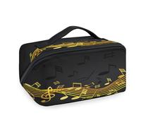 Bolsas de maquillaje de viaje con notas musicales de arte abstracto, para mujeres, hombres, niñas, niños, bolsa de lavado, bolsa de aseo portátil, organizador de artículos de tocador