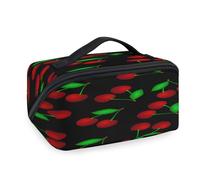 Bolsas de maquillaje de viaje con patrón de cerezas para mujeres, hombres, niñas, niños, bolsa de lavado de cereza, bolsa de aseo portátil, organizador de artículos de tocador