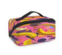 Bolsas de maquillaje de viaje con patrón de plátano y frutas para mujeres, hombres, niñas, niños, bolsa de lavado, bolsa de aseo portátil, organizador de artículos de tocador