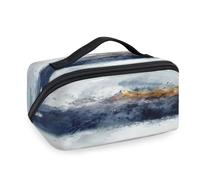 Bolsas de maquillaje de viaje con pintura de montaña de arte moderno para mujeres, hombres, niñas, niños, bolsa de lavado de montaña, bolsa de aseo portátil, organizador de artículos de tocador
