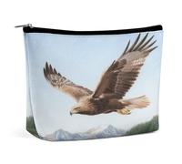 Bolsas de maquillaje de viaje de piel sintética con diseño de águila que extiende sus alas, bolsa de cosméticos con cremallera, bolsa grande para artículos de aseo para mujer, impermeable, portátil