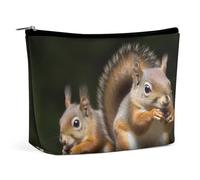 Bolsas de maquillaje de viaje de piel sintética con diseño de ardilla y animales, bolsa de aseo grande para mujer, impermeable, portátil, organizador de maquillaje, bonita bolsa con cremallera
