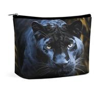 Bolsas de maquillaje de viaje de piel sintética con ojos azules, bolsa de cosméticos con cremallera, bolsa de aseo grande para mujer, impermeable, portátil, organizador de maquillaje, bonita bolsa con