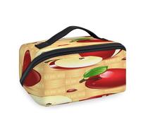 Bolsas de maquillaje de viaje para mujeres, hombres, niñas, niños, diseño de manzanas, frutas, bolsa de lavado, bolsa de aseo portátil, organizador de artículos de tocador