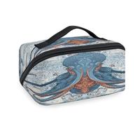 Bolsas de maquillaje de viaje vintage con diseño de pulpo para mujeres, hombres, niñas, niños, bolsa de lavado, bolsa de aseo portátil, organizador de artículos de tocador
