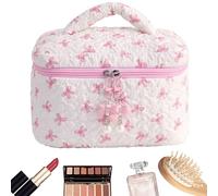 Bolsas De Maquillaje Estética, Bolsas Floral,Bow Boletón Acolchado para Maquillaje - Case De Soporte Cosmético, Organizador De Almacenamiento De Maquillaje Reutilizable, Gran Capacidad para El Baño