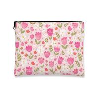 Bolsas de maquillaje floral, clásico y fantásticas bolsas de viaje para mujeres, organizador portátil de lona con cierre, bolsas de aseo para el cuidado de la piel, Melocotón, 7x9 Inch, Floral