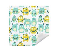 Bolsas de maquillaje para lentes de cámara, pegatina mágica portátil, organizador de maquillaje, envoltura de 13.8 x 13.8 pulgadas, para artículos de tocador, Cute Little Monsters Verde Amarillo