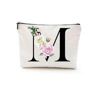 Bolsas de maquillaje para mujer, bonitas bolsas de maquillaje diarias, divertidas bolsas de cosméticos con monograma de letras A-Z, bolsa de aseo de Acción de Gracias, Navidad, Día de la Madre,