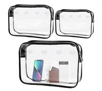 Bolsas de maquillaje transparentes - Bolsa de cosméticos de PVC impermeable, juego de bolsas de maquillaje transparentes aprobadas por la TSA | 3 bolsas de almacenamiento de viaje portátiles con