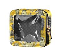 Bolsas de maquillaje transparentes de cactus malvados de Halloween amarillas con bolsa de cosméticos con cremallera para viajar