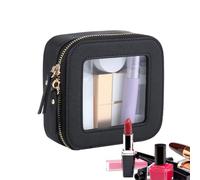 Bolsas de Maquillaje Transparentes | de Maquillaje Transparente de Piel sintética, de cosméticos Ligera a la, con Cremallera para Viajes de Negocios, Black, Refer to Description