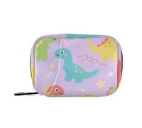 Bolsas de medicación de dinosaurios coloridos de dibujos animados con compartimentos desmontables, organizador semanal de píldoras para bolso