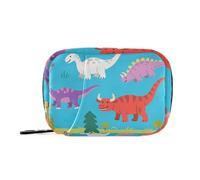 Bolsas de medicación de dinosaurios de dibujos animados con compartimentos desmontables, organizador portátil de píldoras 2 veces al día para bolso