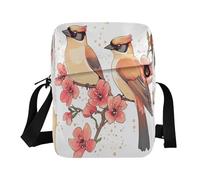 Bolsas de mensajero para mujer, bolso cruzado para mujer, bolso cruzado para mujer, bolso de hombro, correa ajustable, estilo kawaii, cedro, pájaro de ala de cera