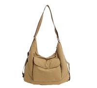 Bolsas de nailon de color sólido de gran capacidad para las axilas para mujer, trabajo, compras, viajes, uso diario, Khaki, 400.00x250.00x150.00mm/15.75x9.84x5.91inch