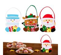 Bolsas de Navidad | 3 unidades bolsas de regalo festivas con | con diseño festivo cesta de tela para caramelos, galletas, palomitas de maíz, recipiente para aperitivos, cumpleaños infantiles