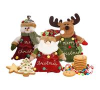 Bolsas de Navidad, 3 Unidades con Cremallera - Bolsas 3D con muñeca, Papá Noel, muñeco de Nieve, y Fruta navideña, para Caramelos, Galletas, Frutas, pequeños Juguetes de