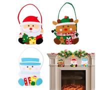 Bolsas de Navidad | 3 unidades de bolsas de Navidad con asa | con diseño festivo cesta de tela para caramelos, galletas, palomitas de maíz, recipiente para aperitivos, escuela, aula, eventos, fiestas