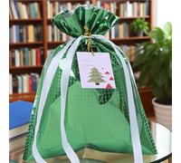 Bolsas de Navidad | 8 bolsas de regalo de Navidad con cordón, recuerdos de fiesta, decoración del hogar para niños y adultos, árbol, vacaciones, festival, aula, boda