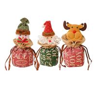 Bolsas de Navidad con cordón, bolsas de decoración de Navidad de tela, bolsa de decoración de muñeca 3D de Navidad, bolsas de muñeca de punto de Navidad, bolsa de oso de alce, fácil de usar, portátil