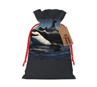 Bolsas de Navidad con cordón, bolsas de regalo de Navidad 3D, bolsas de decoración de Halloween, bolsas de regalo de Navidad, bolsas de recuerdos de fiesta, impresión de orca asesina de orcas