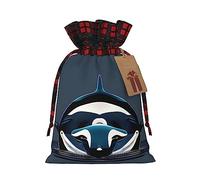 Bolsas de Navidad con cordón, bolsas de regalo de Navidad a cuadros escoceses, bolsas de decoración de Halloween, bolsas de regalo de Navidad, estampado de orca asesina