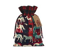 Bolsas de Navidad con cordón, bolsas de regalo de Navidad a cuadros escoceses, bolsas de decoración de Halloween, bolsas de regalo de Navidad, varios tipos de impresión de caballos