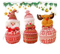 Bolsas de Navidad con cordón | Bolsas de tela de muñeco de nieve para muñecas de caramelo, muñeco de nieve, ciervo, bolsa de almacenamiento para dulces, juguetes, estatua pequeña