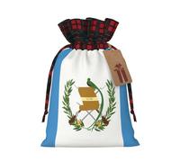 Bolsas de Navidad con cordón con estampado de la bandera de Guatemala, bolsas reutilizables para regalos navideños, talla M
