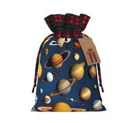 Bolsas de Navidad con cordón con estampado de planetas del sistema solar, bolsas reutilizables para regalos navideños, talla S