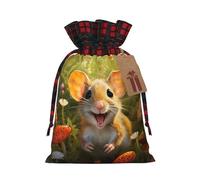 Bolsas de Navidad con cordón con patrón de ratón feliz, bolsas de regalo de Navidad, bolsas de dulces de Navidad, bolsas de golosinas, bolsas de recuerdos de fiesta, S