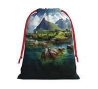 Bolsas de Navidad con cordón de las Islas Noruegas, bolsas de recuerdo de fiesta, bolsas reutilizables para caramelos, bodas, San Valentín