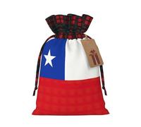 Bolsas de Navidad con cordón de Navidad con estampado de bandera de Chile, saco de Papá Noel, para dulces, bodas, regalos y almacenamiento