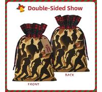 Bolsas de Navidad con cordón para caramelos, bolsa de regalo, silueta de jugadores de fútbol, bolsas de regalo