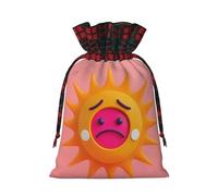 Bolsas de Navidad con cordón para caramelos, bolsas de regalo, bolsas de regalo con estampado de sol de dibujos animados tristes