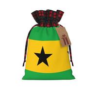Bolsas de Navidad con cordón para caramelos, bolsas de regalo, con estampado de bandera de Santo Tomé y Príncipe, bolsas de regalo