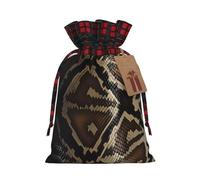 Bolsas de Navidad con cordón para caramelos, bolsas de regalo con estampado de piel de serpiente grande, bolsas de regalo