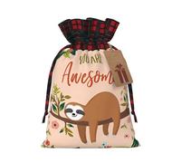 Bolsas de Navidad con cordón para dulces y aperitivos, bolsas de regalo con texto en inglés "You Are Awesome Sloth"