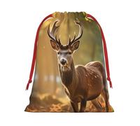 Bolsas de Navidad con cordón para exteriores, diseño de cuernos de ciervo y vida silvestre, bolsas reutilizables para caramelos, bodas, San Valentín