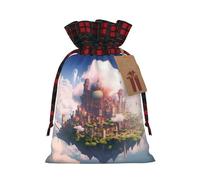 Bolsas de Navidad con cordón y diseño de ciudad celeste, bolsas de regalo de Navidad, bolsas de caramelos, bolsas de regalo de fiesta, S