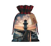 Bolsas de Navidad con cordón y diseño de torre de barco, bolsas de regalo de Navidad, bolsas de caramelos, bolsas de regalo de fiesta, S