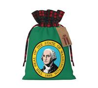 Bolsas de Navidad con cordón y estampado de bandera de Washington, saco de Papá Noel, para dulces, bodas, regalos y almacenamiento