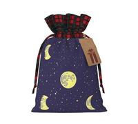 Bolsas de Navidad con cordón y estampado de estrellas de cielo con lunas, bolsas reutilizables para regalos, S