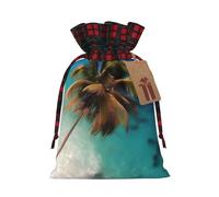 Bolsas de Navidad con cordón y estampado de Islas del Caribe, bolsas reutilizables para regalos de Navidad, S