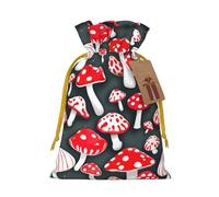 Bolsas de Navidad con cordón y estampado de setas rojas y blancas, bolsas reutilizables para regalos de fiesta