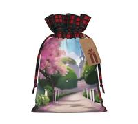 Bolsas de Navidad con cordón y patrón de vida romántica, bolsas de regalo de Navidad, bolsas de caramelos, bolsas de regalo de fiesta, bolsas M