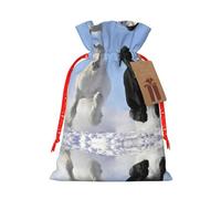 Bolsas de Navidad con diseño de caballos blancos y negros, regalos de fiesta de amigos, regalos de Halloween, cumpleaños, bodas, aperitivos
